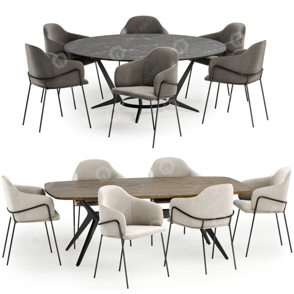 Mesas y sillas Dinning Set 01 Modelo 3D