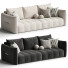 Sofa Litfad Beige Flannel Square Arm - JONYY