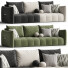 Sofa Litfad Beige Flannel Square Arm - JONYY