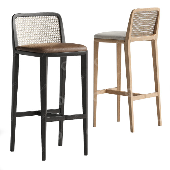 Барний стілець 1stDibs Minimal Style Solid Wood 3D модель