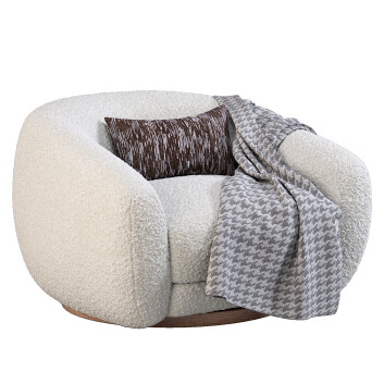Fauteuil  CB2 Laszlo Warm White Boucle Swivel by Ross Cassidy Modèle 3D