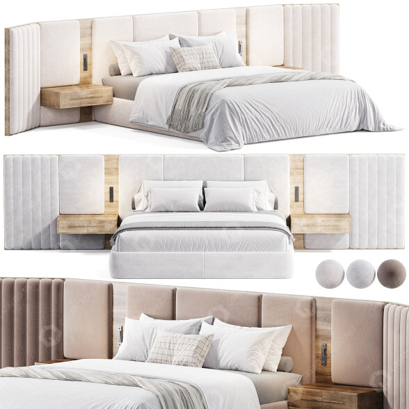 Bett und Nachttischchen Workshop Collection Beacon Modern 3D-Modell