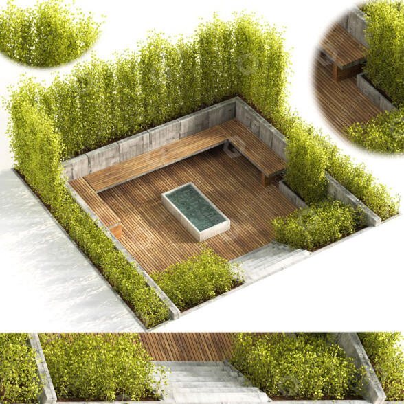 Patio Trasero Paisaje Modelo 3D