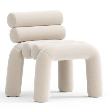 Silla Acentuada Homary Beige Velvet Upholstery Horizontal Channeled for Living Room