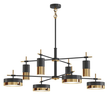 Savoy House Ashor 8 Light LED in Matte Black with Warm Brass Accents 3D модель
