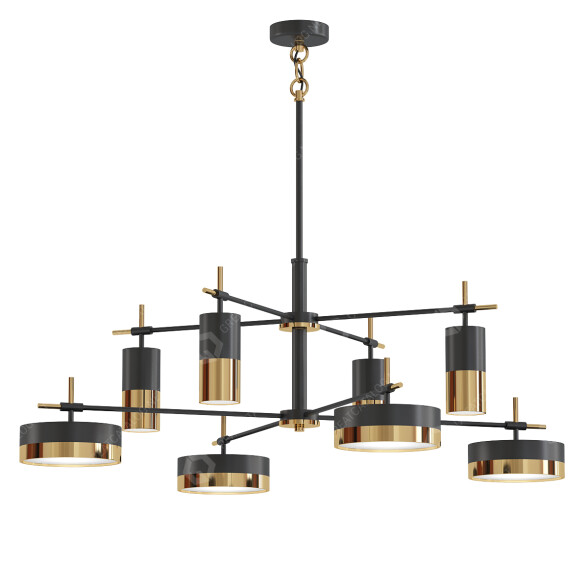 Lámpara de araña Savoy House Ashor 8 Light LED in Matte Black with Warm Brass Accents Modelo 3D