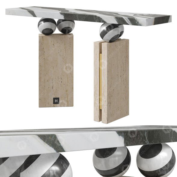 Konsolentisch 1stDibs Modern Brutalist Travertine Stone 3D-Modell
