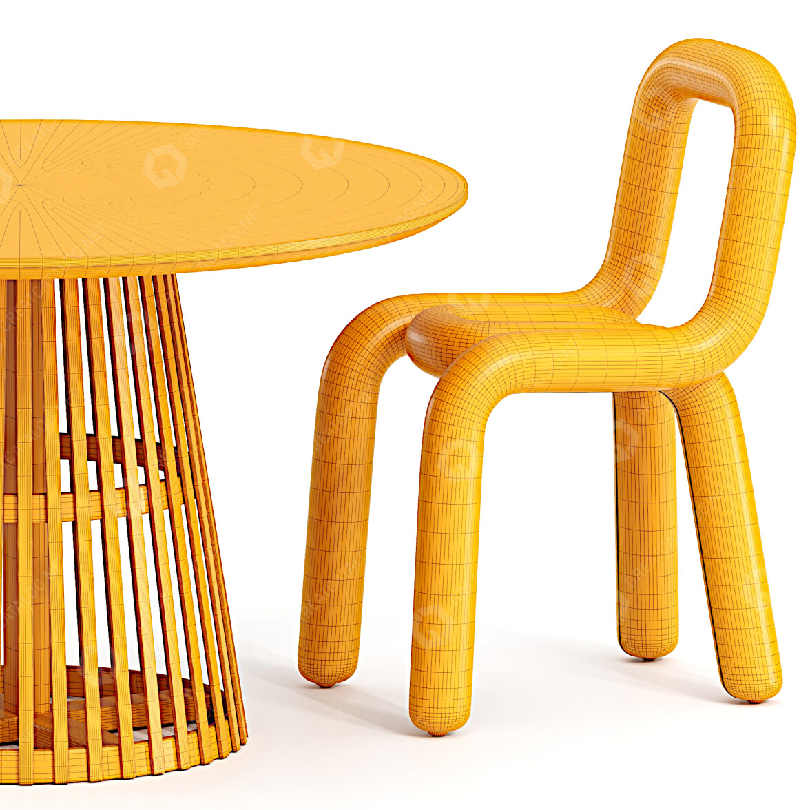 Table and Chairs Kave Home Jeanette and Bold 3D model