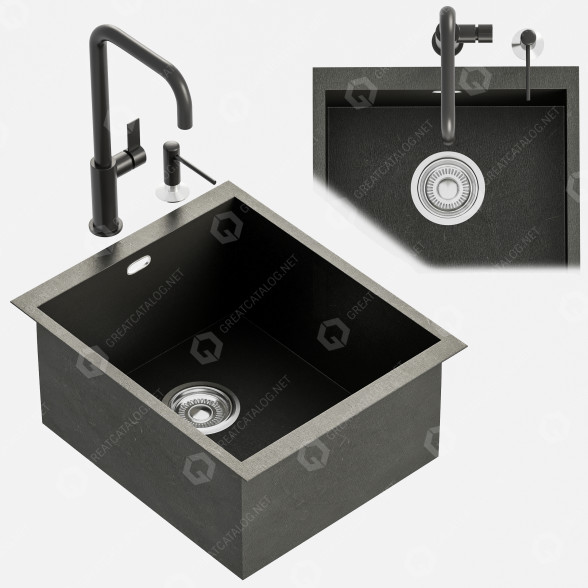 Fregadero y grifo Kitchen Set Modelo 3D