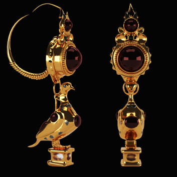 Aretes Gold Dove Greece 150-100 BC Modelo 3D