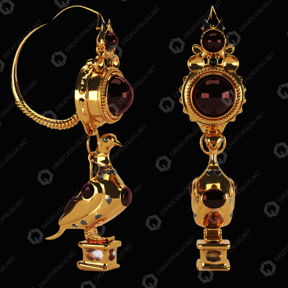 Earrings Gold Dove Greece 150-100 BC 3D model