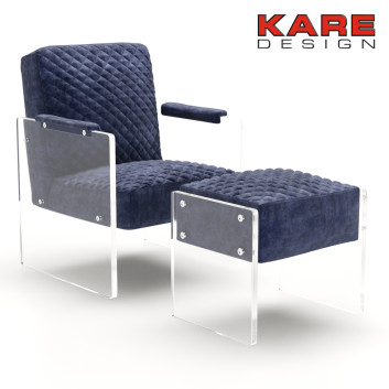 Крісло та пуф Kare Stich Visible Blue Velvet