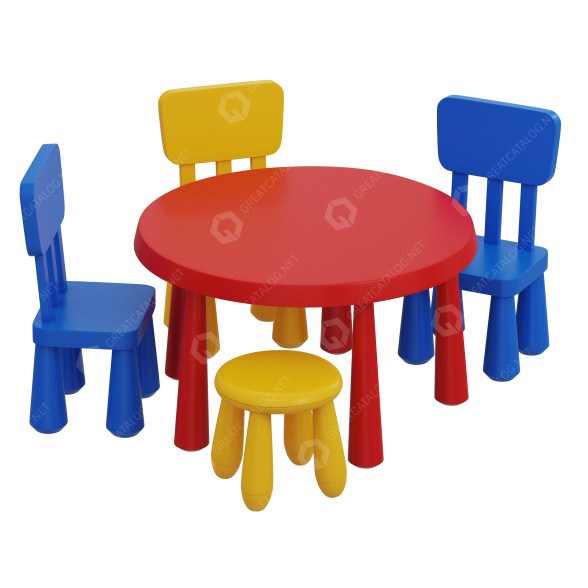 Table et chaises IKEA Mammut modèle 3D