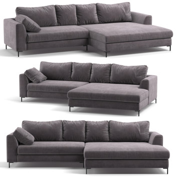 Диван Kare Black Gianna Velvet Grey Right