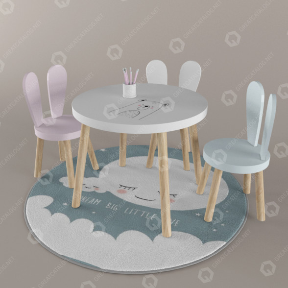 Table and Chairs Children's 3D model - GreatCatalog 5148