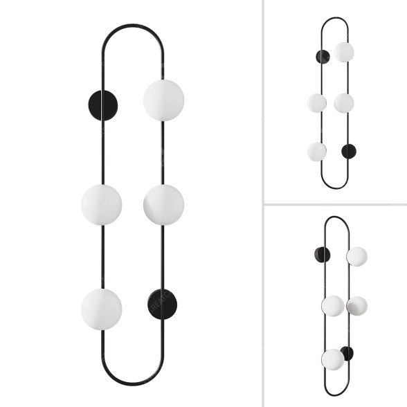 Aplique de pared Halley 4 Globe Oval Ring Modelo 3D