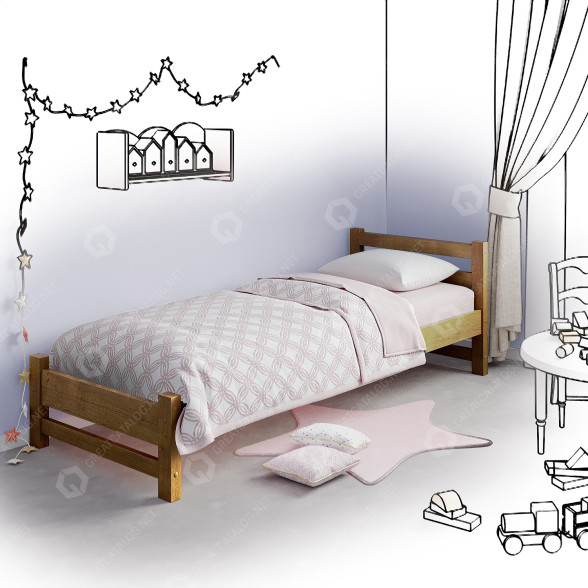 Bett Kviko Morris 3D-Modell