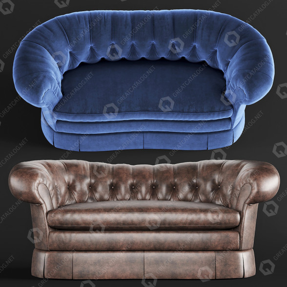 Sofa Baker McGuire Victorian Loveseat 3D-Modell