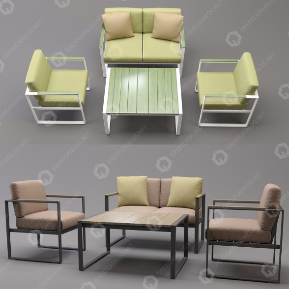 Диван, крісло та журнальний столик MADE Catania Garden Lounge Set 3D модель