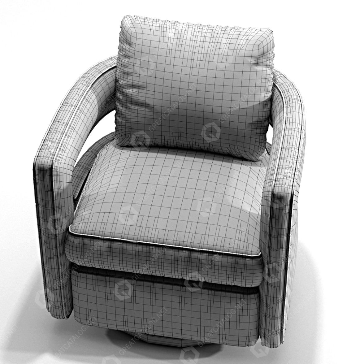 Armchair TOV Furniture Kennedy Navy Swivel 3D model GreatCatalog