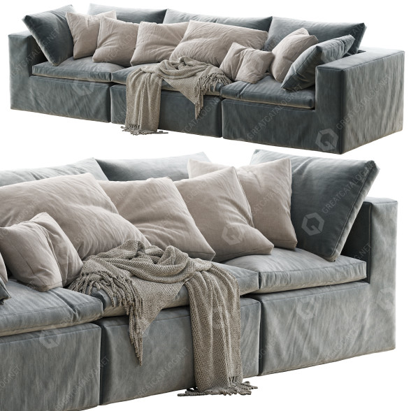 Диван Andrew Martin Truman Junior Grey Linen 3D модель
