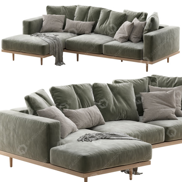 Sofa West Elm Newport 2Piece Chaise Sectional 3d model for download ⚡