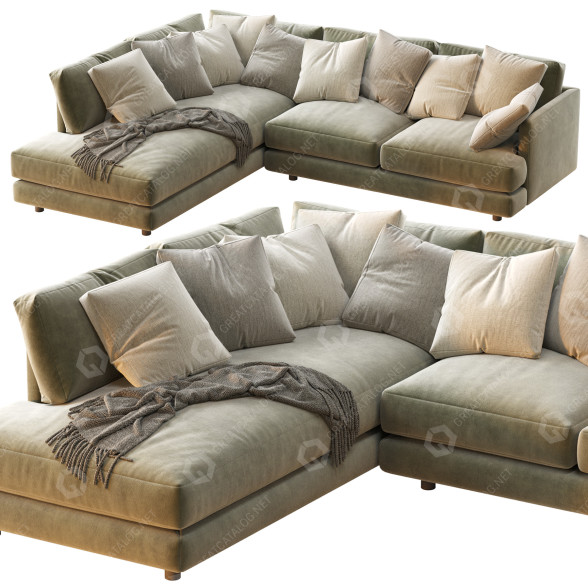 Canapé West Elm Haven 2-Piece Bumper Chaise Sectional modèle 3D