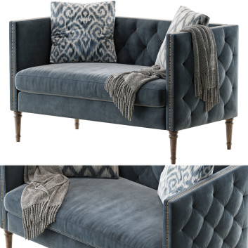 Sofá Kelly Clarkson Home Vanves Chesterfield Settee (53'' Tuxedo Arm Settee)