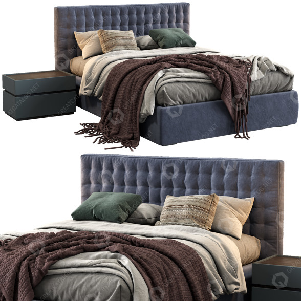 Bed and Bedside Tables MD House Line 3D model