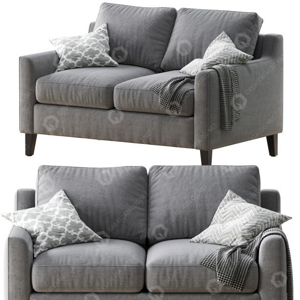Sofá Pottery Barn Beverly Upholstered Gray Modelo 3D