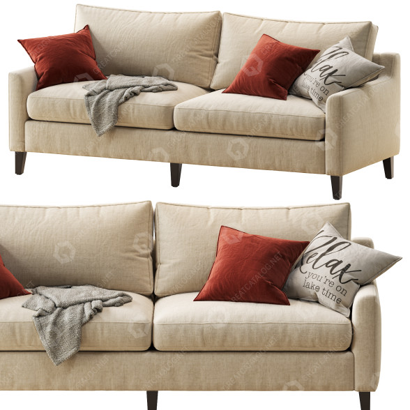 Sofa Pottery Barn Beverly Upholstered Beige 3D model GreatCatalog 5747