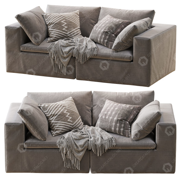 Диван Andrew Martin Truman Junior Grey Linen 3D модель