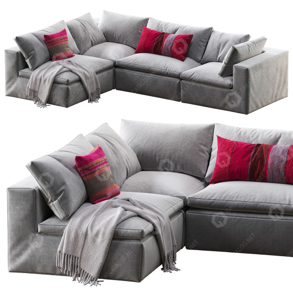 Canapé Andrew Martin Truman Junior Grey Linen Corner modèle 3D