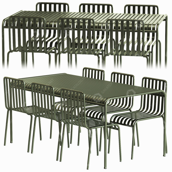 Tisch und Stuhl Hay Palissade Olive 3D-Modell