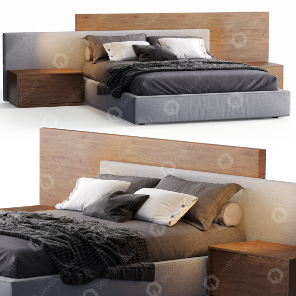 Bett und Nachttischchen Jesse Mylove 3D-Modell