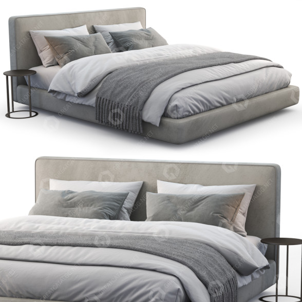 Bett und Nachttischchen Richard Lampert Bebitalia 3D-Modell