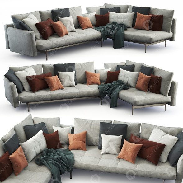 Canapé B&B Italia Sake Gray modèle 3D