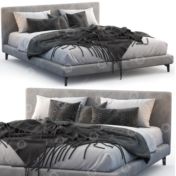 Ліжко Meridiani Stone Up Gray 3D модель
