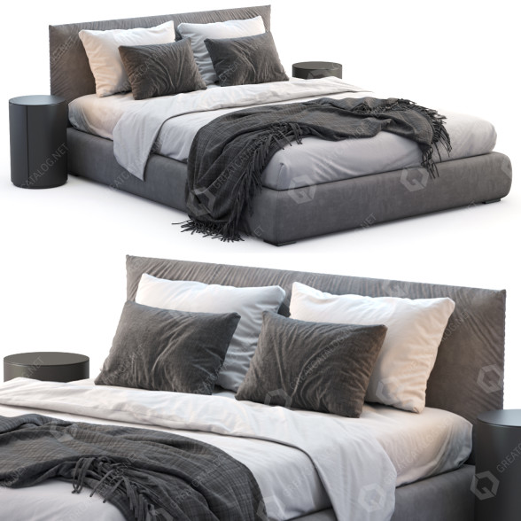 Ліжко та тумбочки Meridiani Scott Gray 3D модель