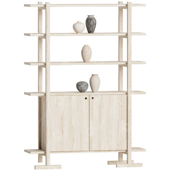 Стелаж та вази Haldeman Pine Wood 3D модель
