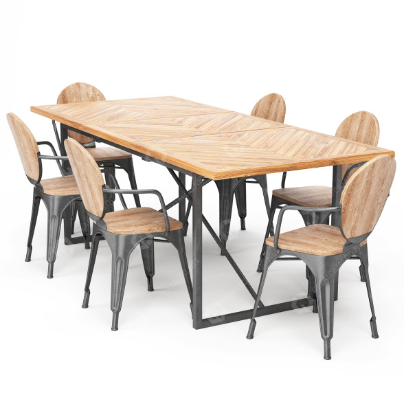 Стіл та стільці Dining Set 01 3D модель