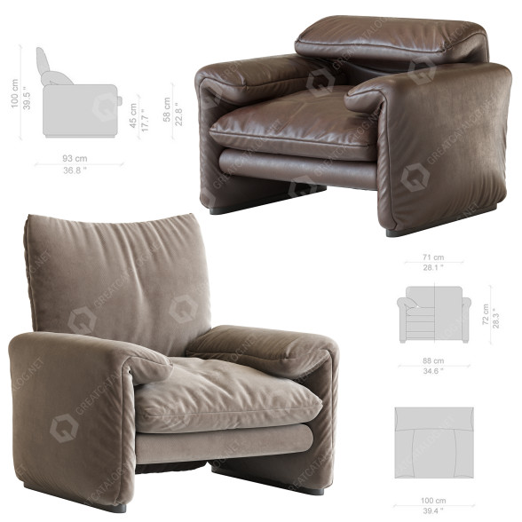 Крісло Cassina Maralunga Poltrona 3D модель