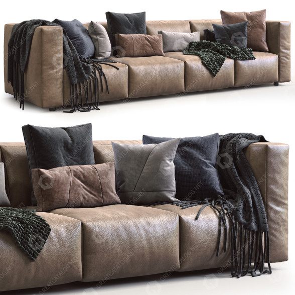 Sofá Prostoria Match Leather Brown Modelo 3D