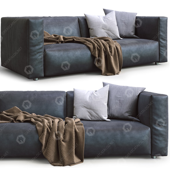 Sofa Prostoria Match Leather Black model 3D