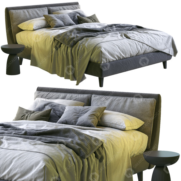 Кровать и тумбочки Twils Attico Gray 3D модель