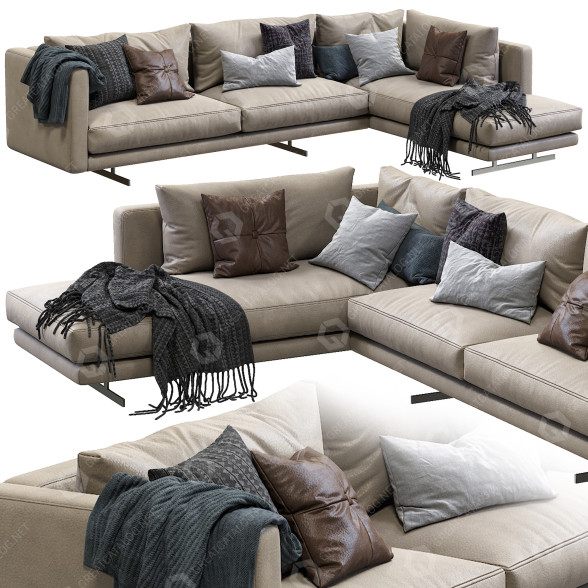 Диван Berto Dee Dee Leather 3D модель