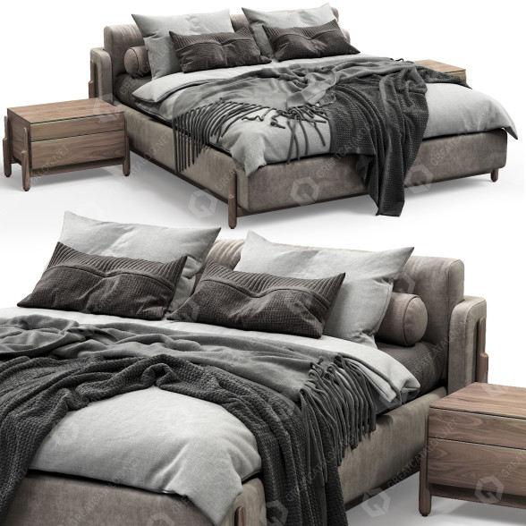 Bed Zegen Ash Beige 3D model