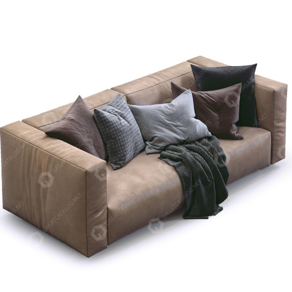 Sofá Prostoria Match Leather Brown Modelo 3D