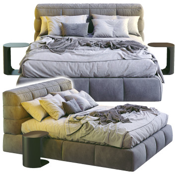 Ліжко та тумбочки Ditre Italia Dunn Gray 3D модель
