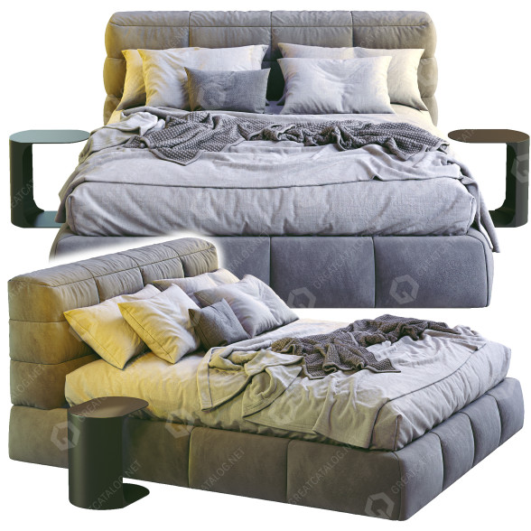 Ліжко та тумбочки Ditre Italia Dunn Gray 3D модель